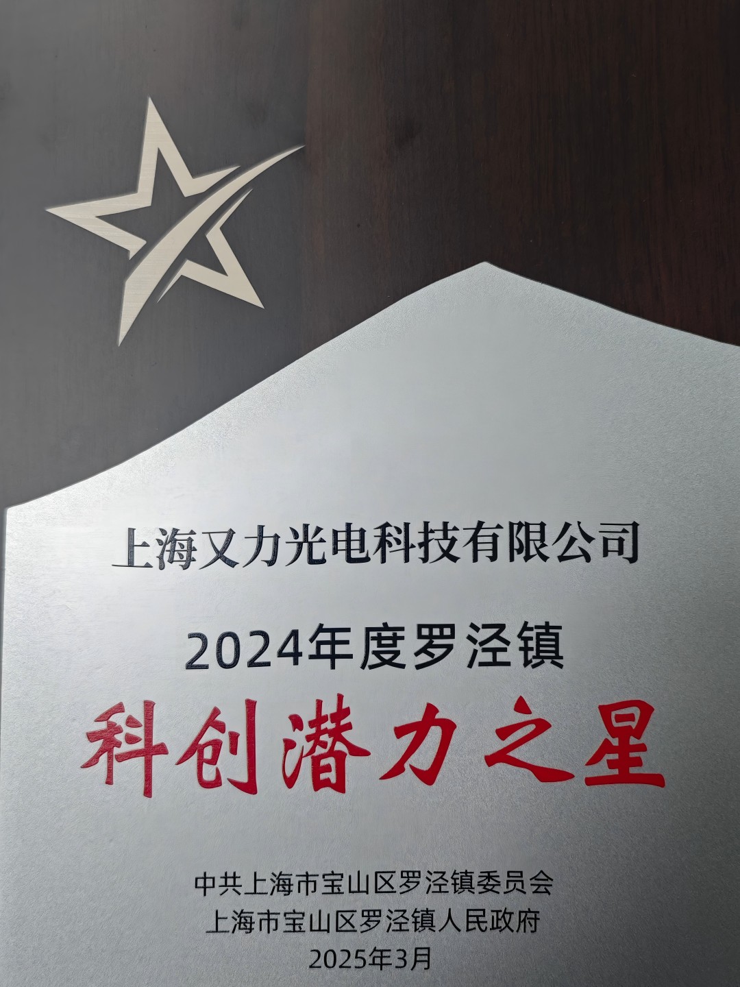 2025年公司被政府评为科创潜力之星